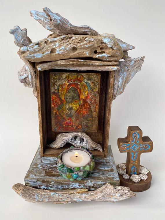 “Virgin and Child — Rustic Shrine”