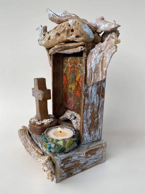 “Virgin and Child — Rustic Shrine”
