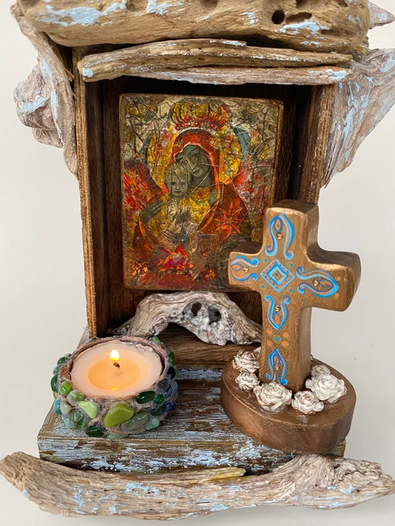 “Virgin and Child — Rustic Shrine”