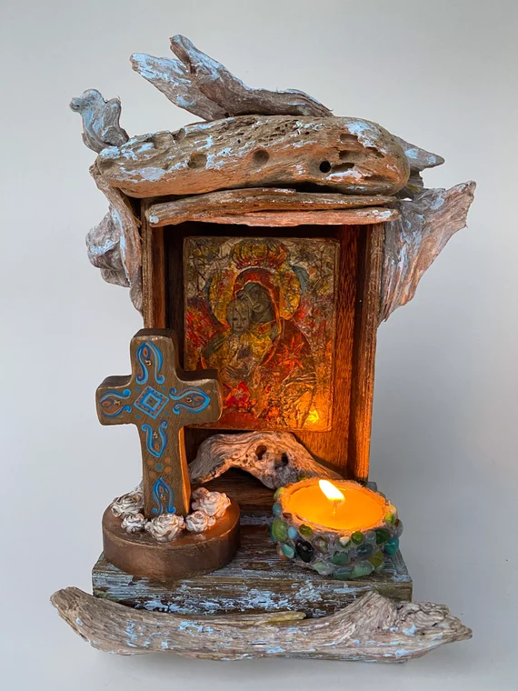 “Virgin and Child — Rustic Shrine”