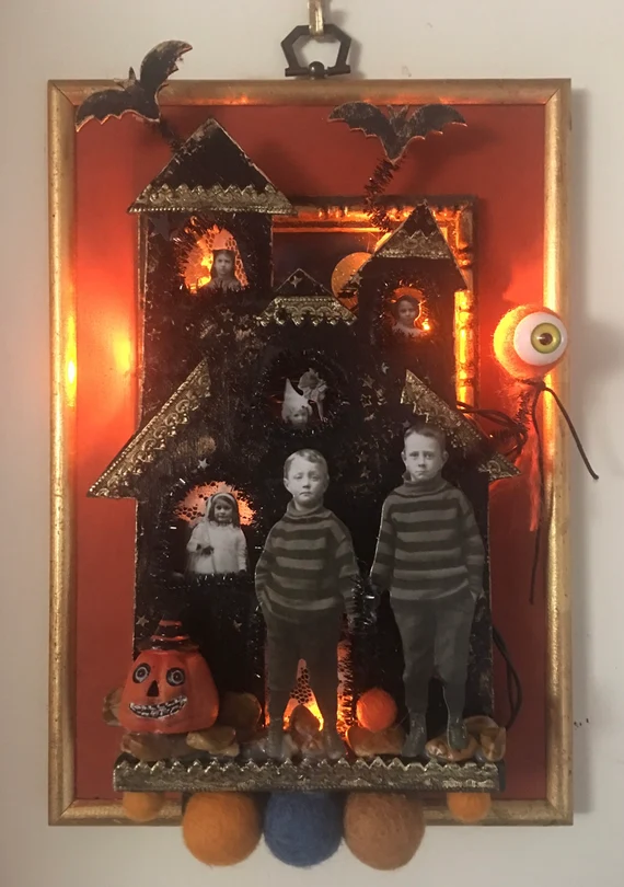 Halloween Assemblage Box “Let’s Go Fly a Kite”