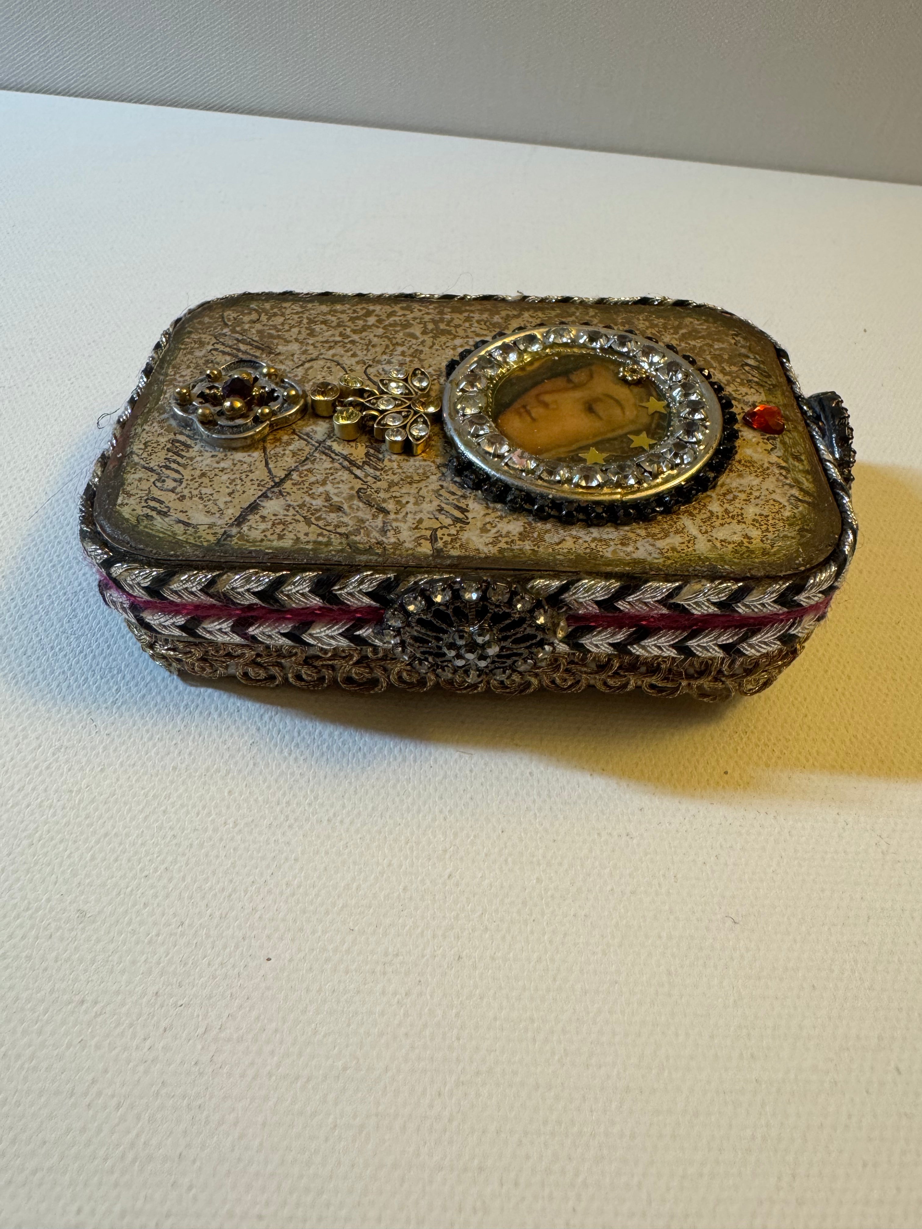 “The Saint’s Reliquary Bundle” — Sculptural Devotional Shrine in Keepsake Box (Includes Necklace + Votive Candle)