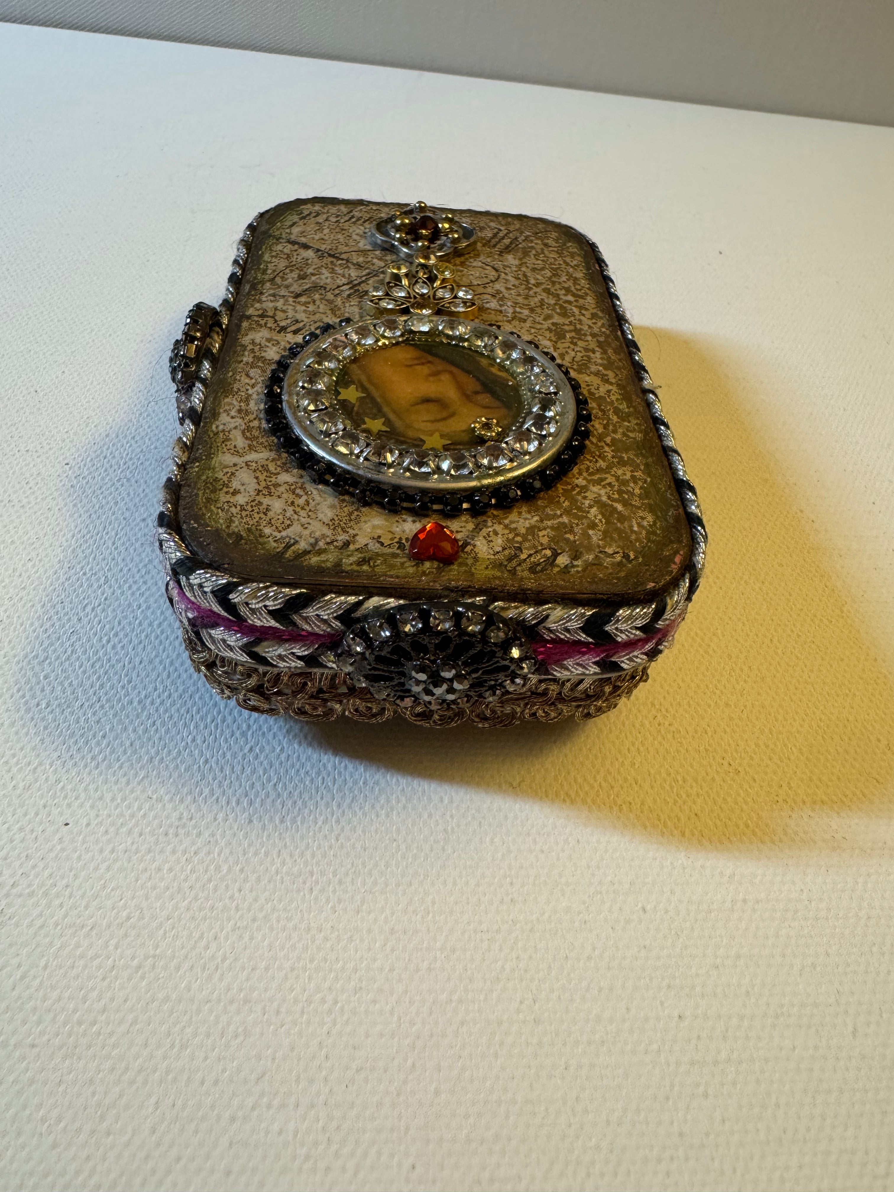 “The Saint’s Reliquary Bundle” — Sculptural Devotional Shrine in Keepsake Box (Includes Necklace + Votive Candle)