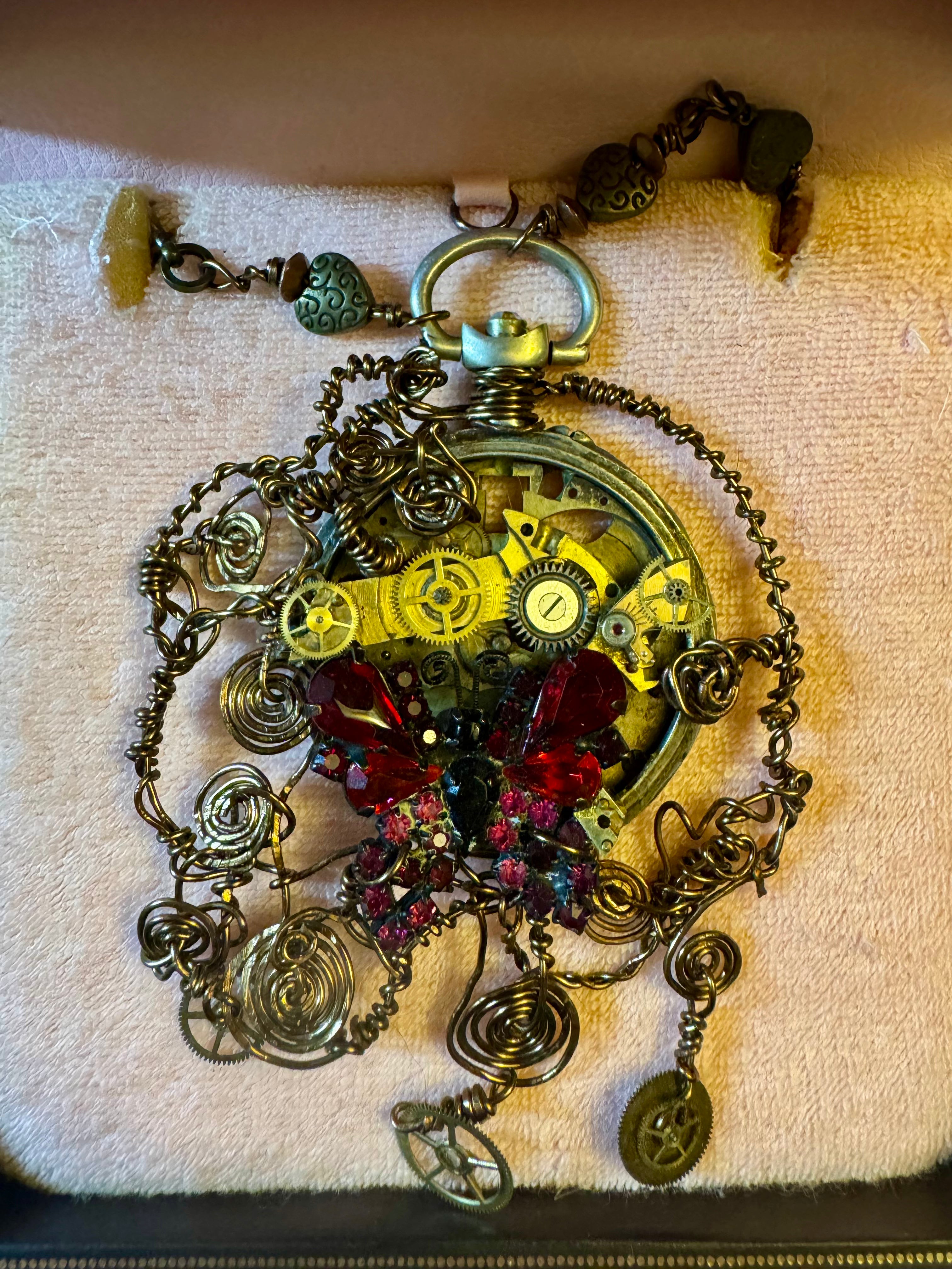 “The Clockwork Wing” — Steampunk Butterfly Pendant Necklace