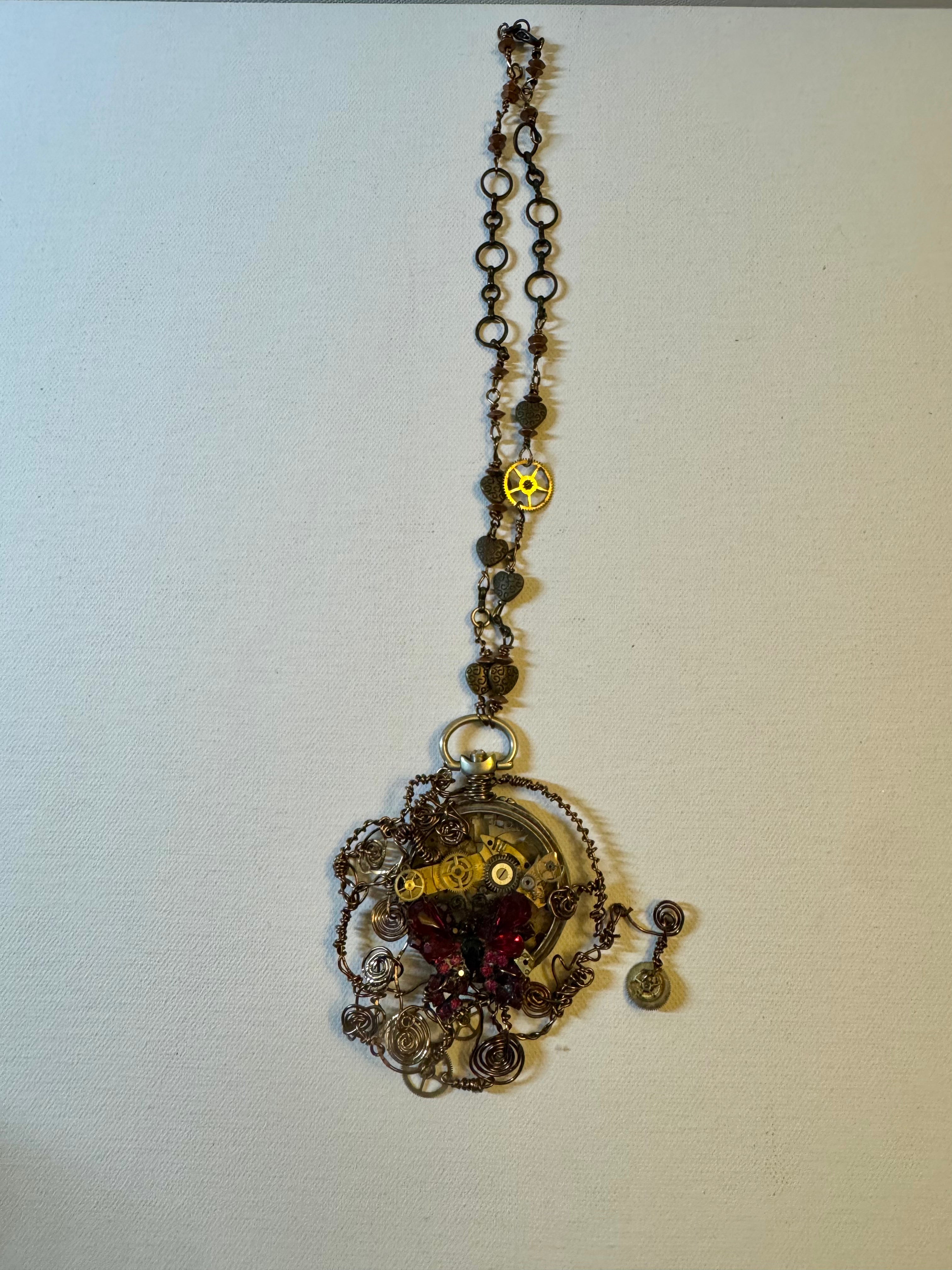 “The Clockwork Wing” — Steampunk Butterfly Pendant Necklace