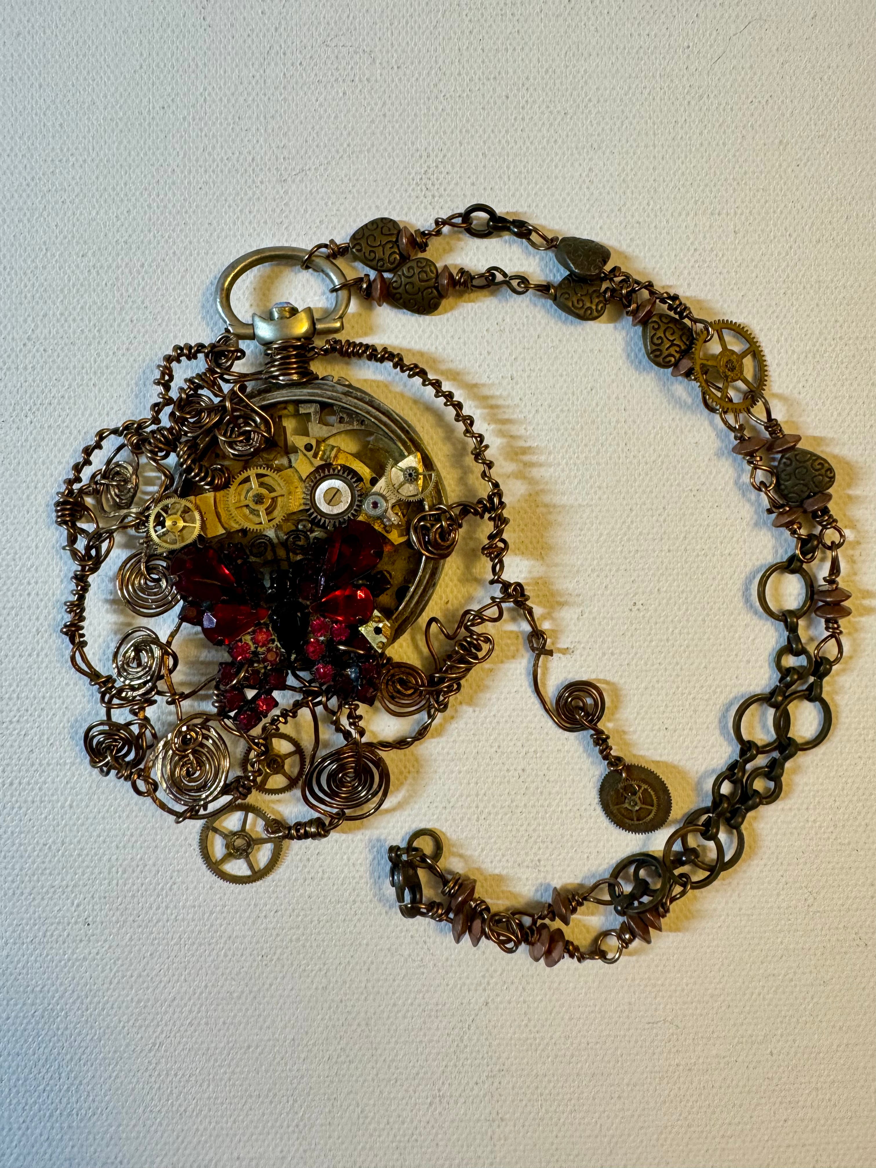 “The Clockwork Wing” — Steampunk Butterfly Pendant Necklace