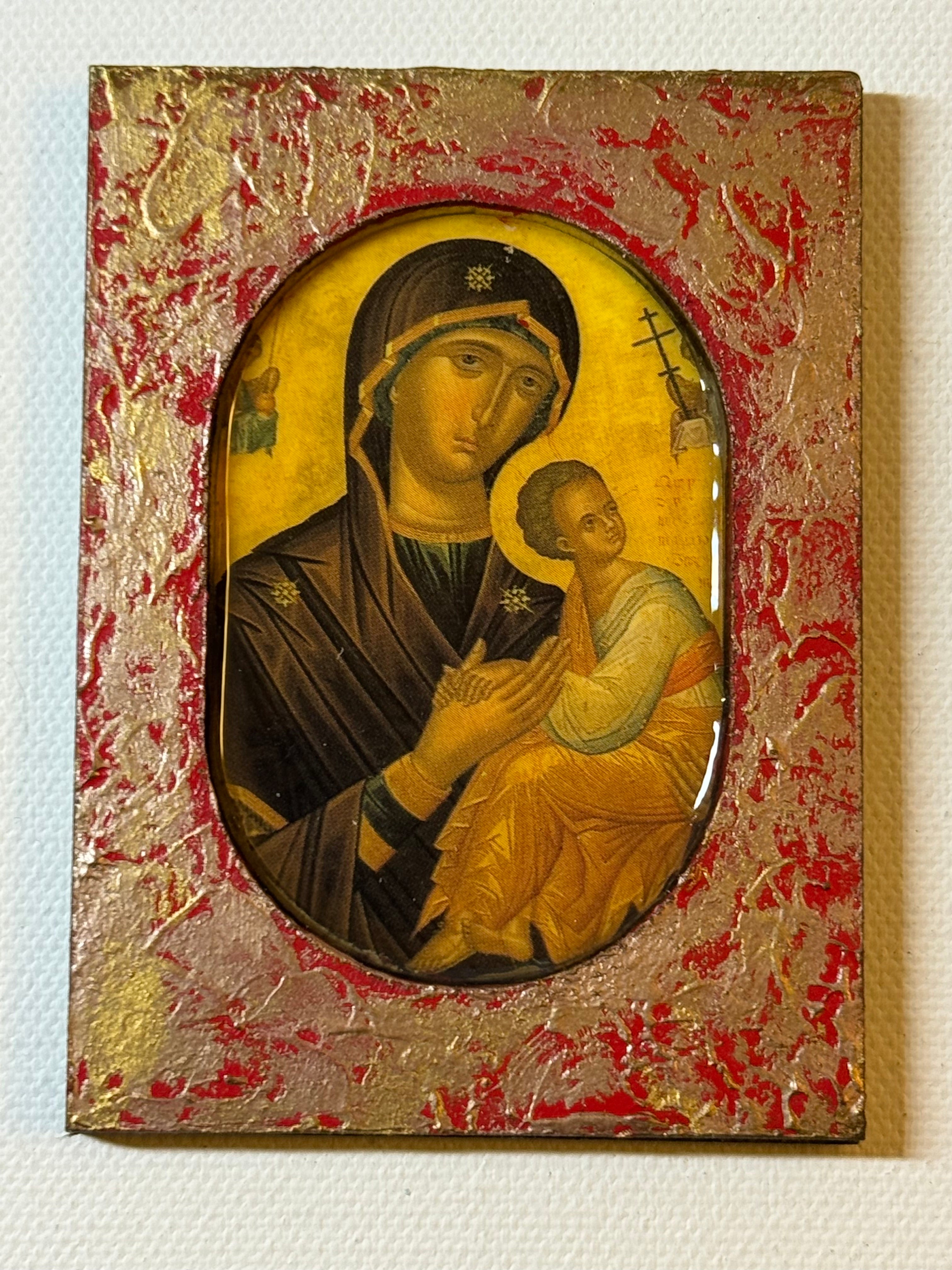 Madonna Icon Magnet — After a Byzantine Hodegetria Icon (Simple)