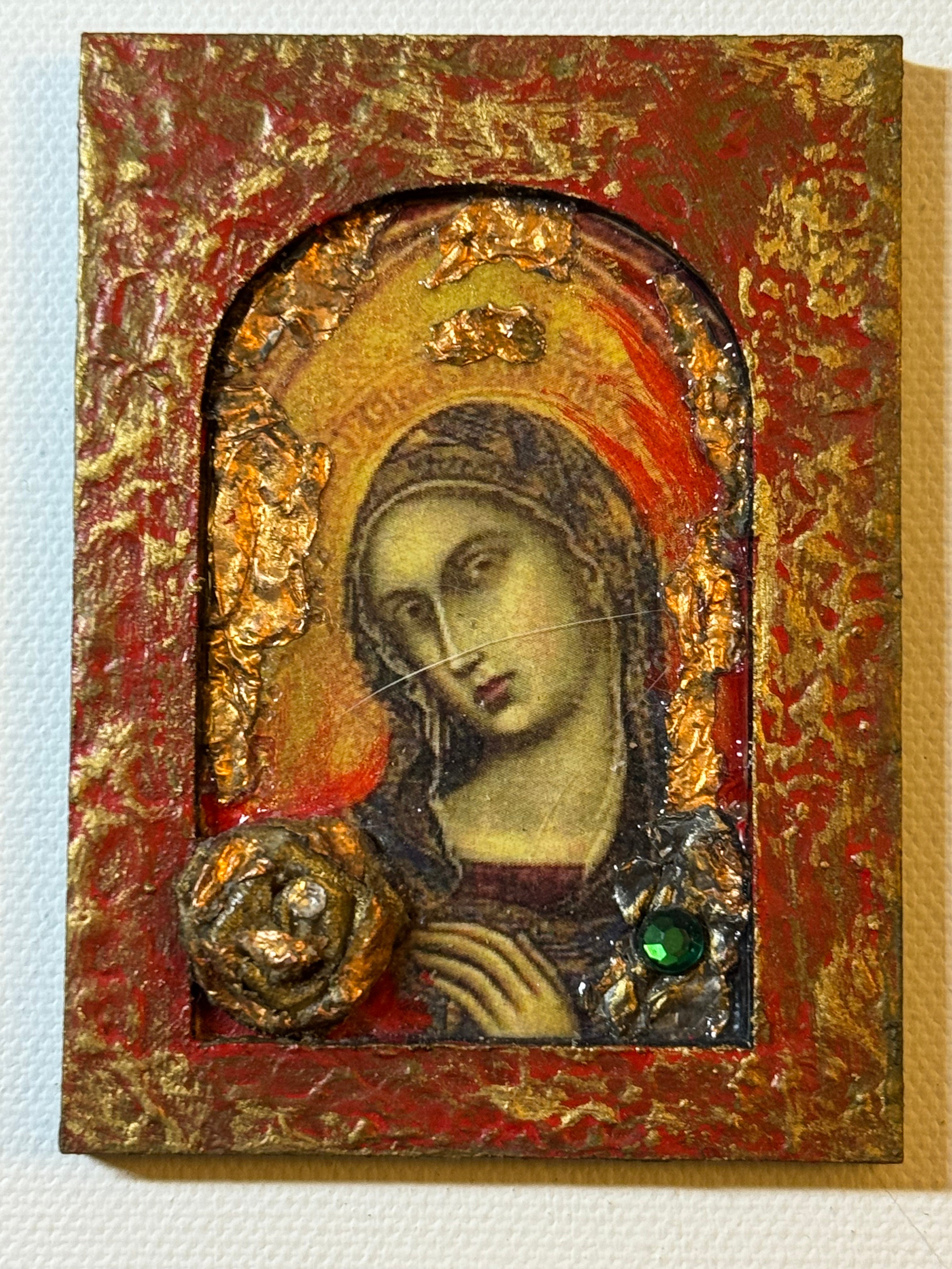 Madonna Icon Magnet — After a 15th-Century Italian Devotional Icon (Ornate)