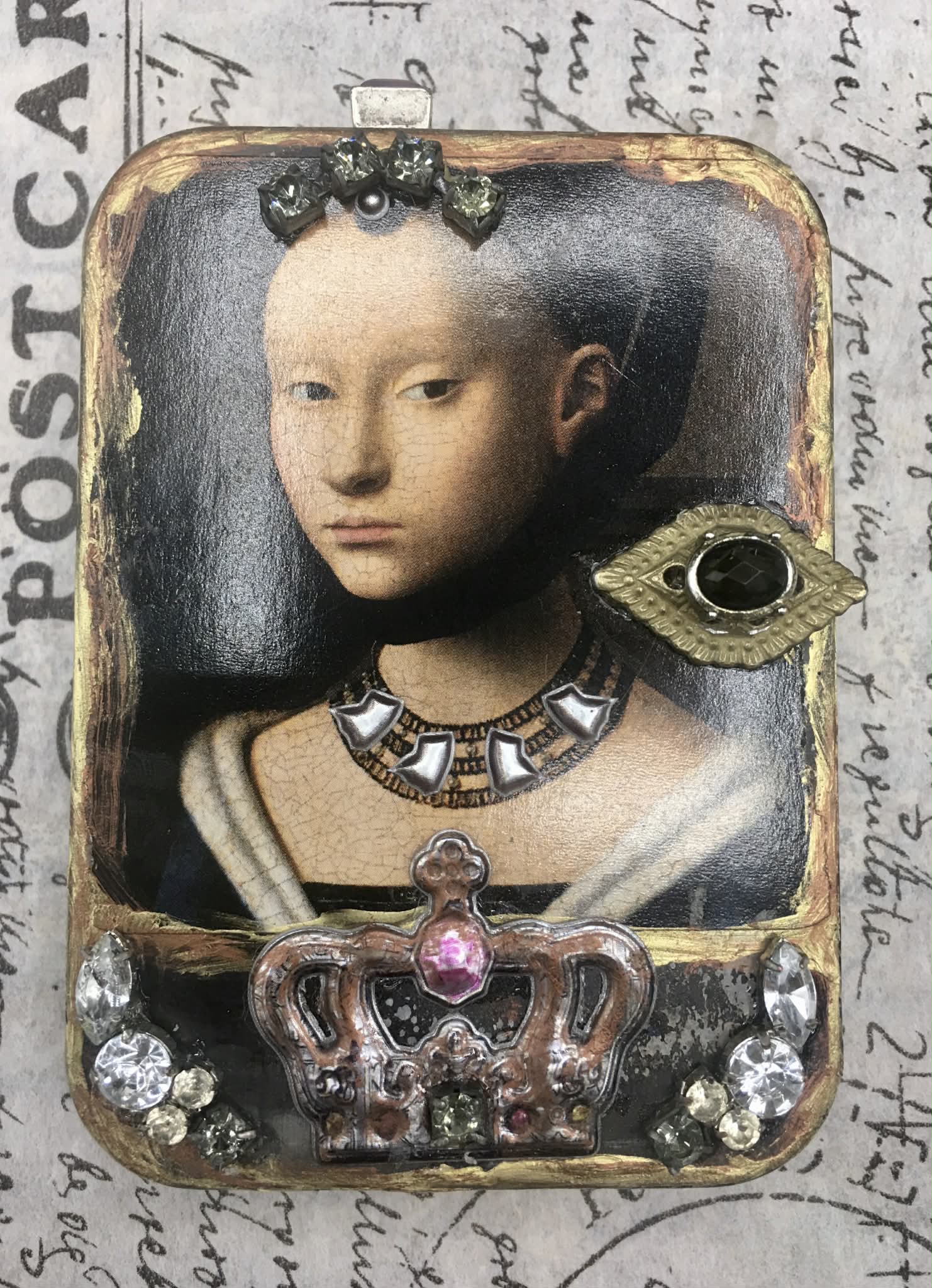 “Lady of the Illuminated Kingdom” — Medieval Altered Tin Shrine with Hand-Crafted Mini Book