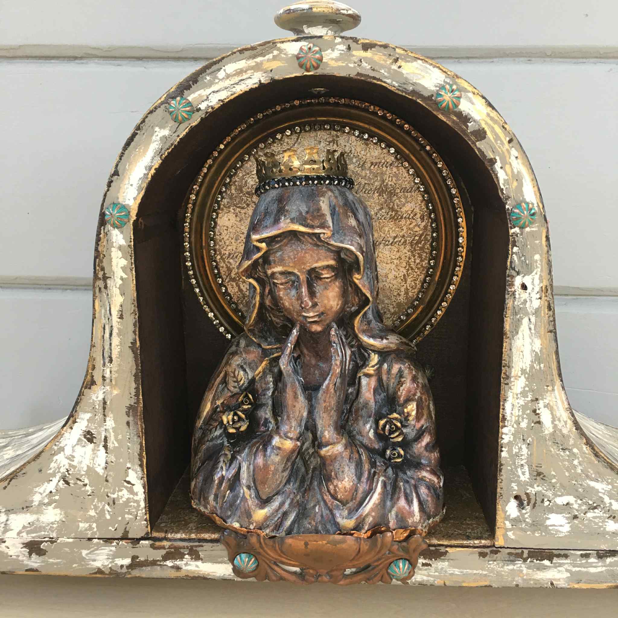 “Madonna of Two Visions” — Vintage Double-Sided Shrine