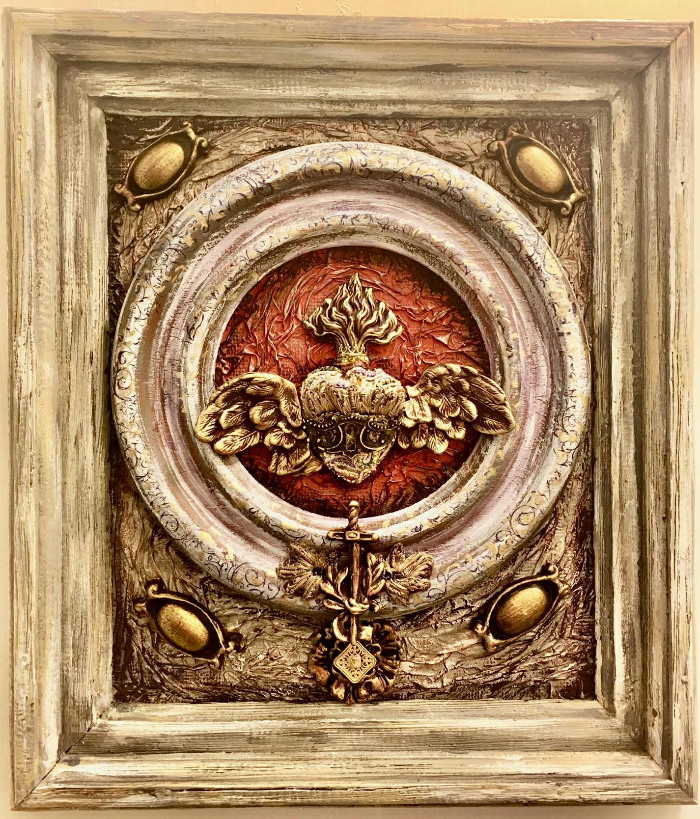 “The Winged Heart” — Mixed-Media Sacred Assemblage by Livia Serbanescu-Martin