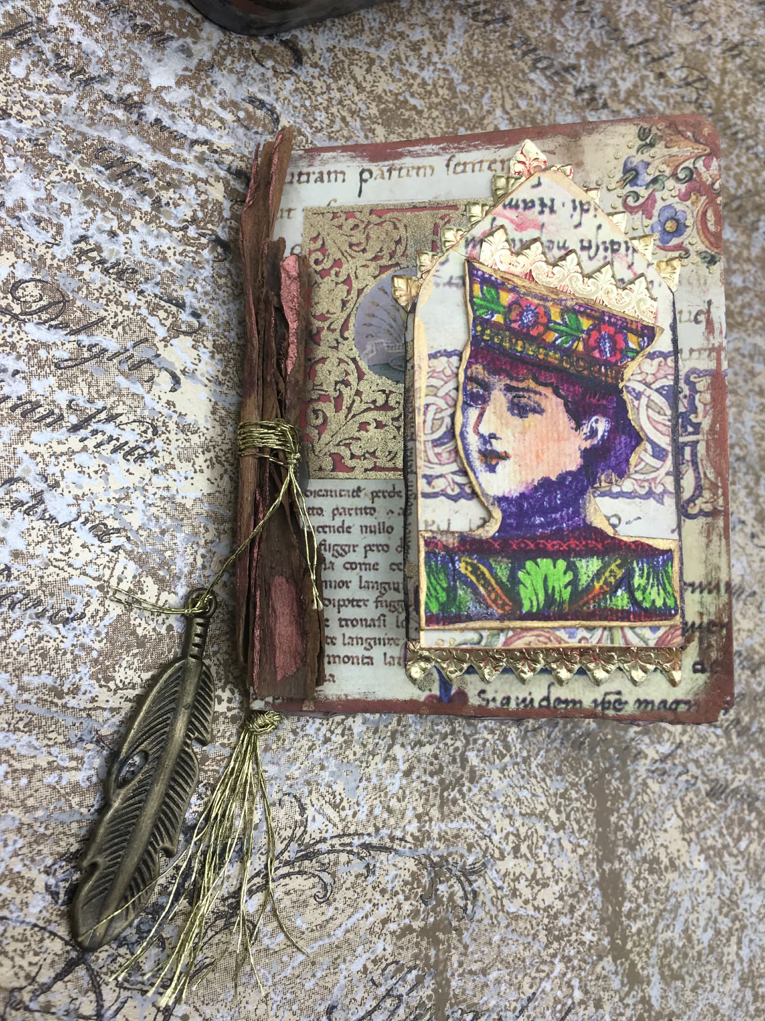 “The Queen’s Prayer Book” — Medieval-Inspired Altered Tin Shrine with Flip-Open Mini Book