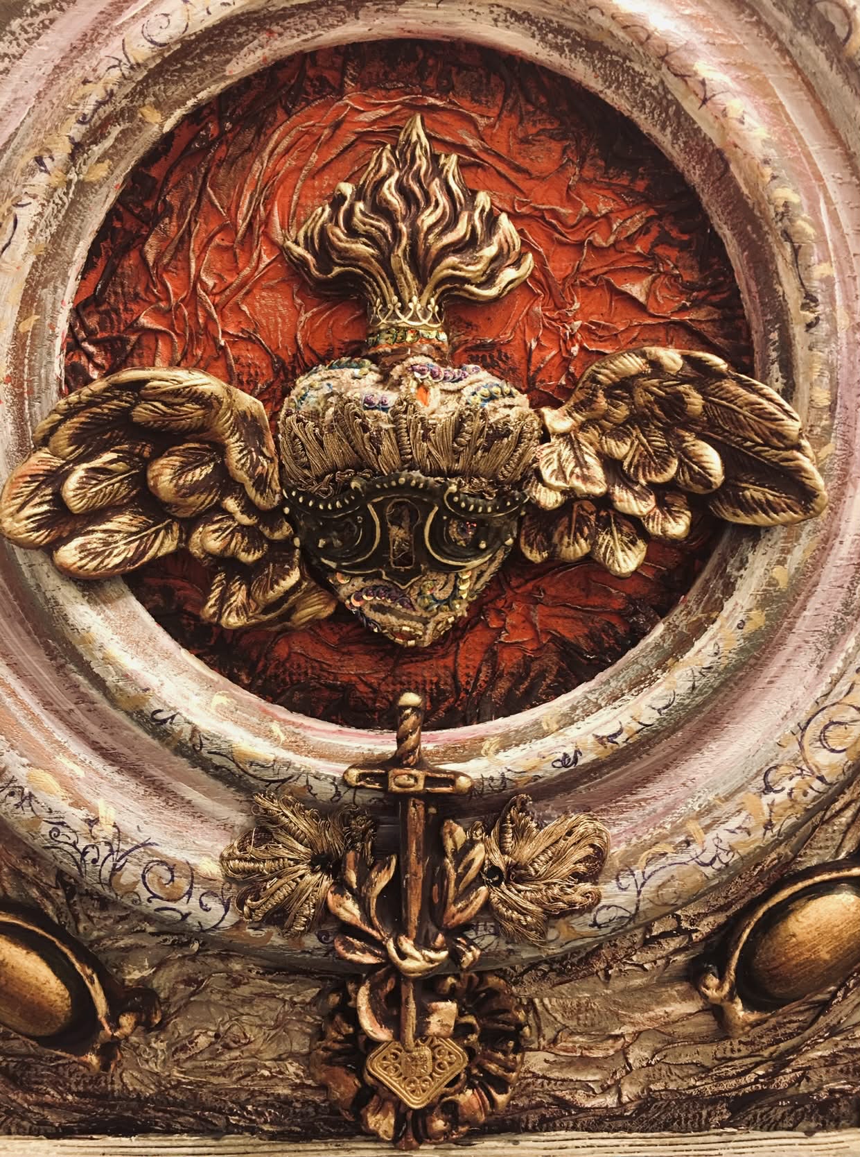 “The Winged Heart” — Mixed-Media Sacred Assemblage by Livia Serbanescu-Martin