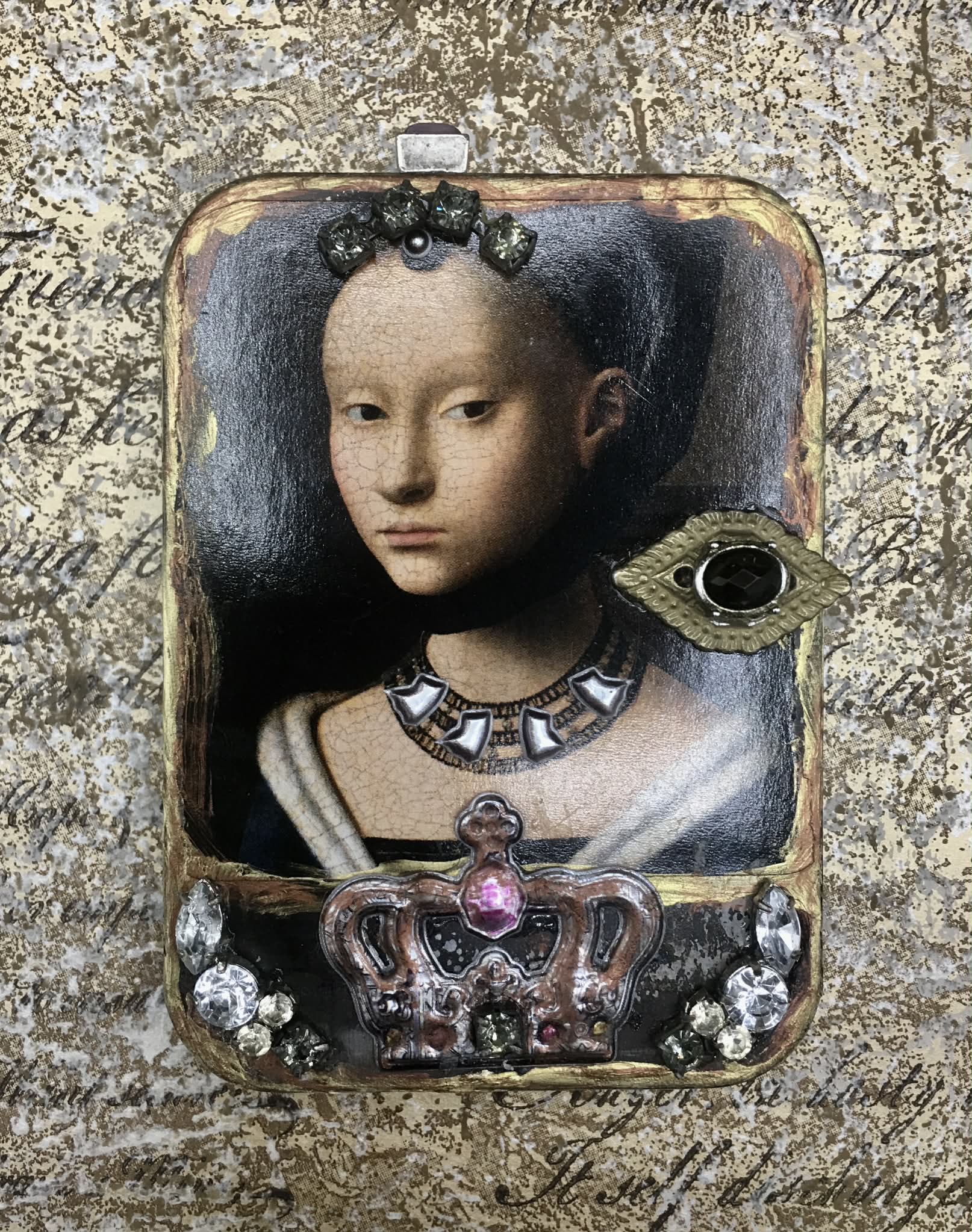 “Lady of the Illuminated Kingdom” — Medieval Altered Tin Shrine with Hand-Crafted Mini Book